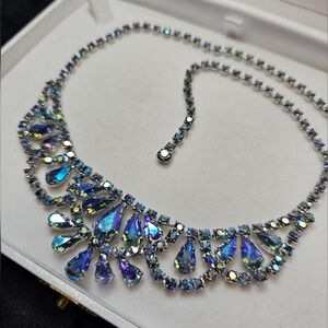 Aurora Borealis Teardrop Crystal Statement Necklace